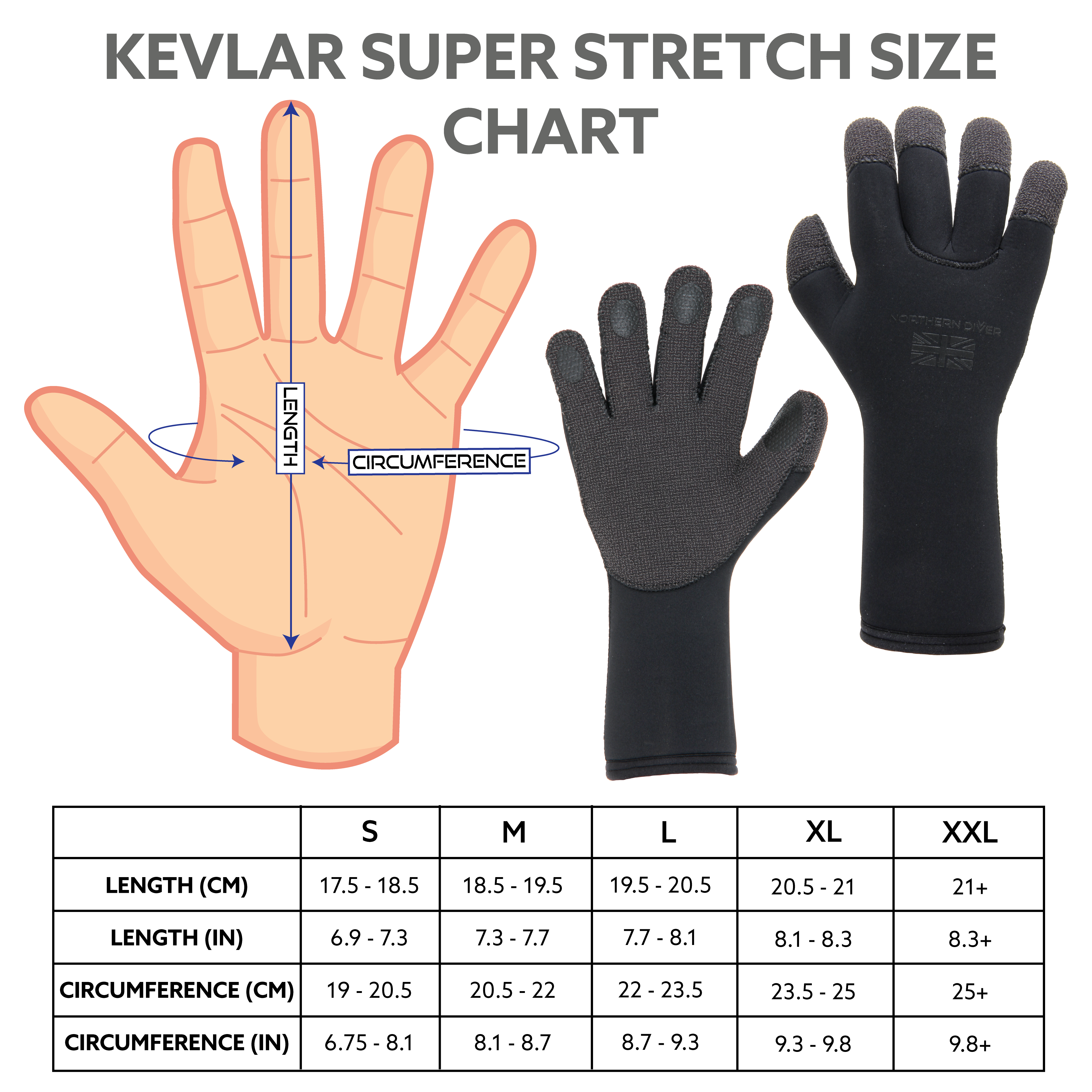 Сверхэластичные перчатки Kevlar® (2 мм, 3 мм, 5 мм)